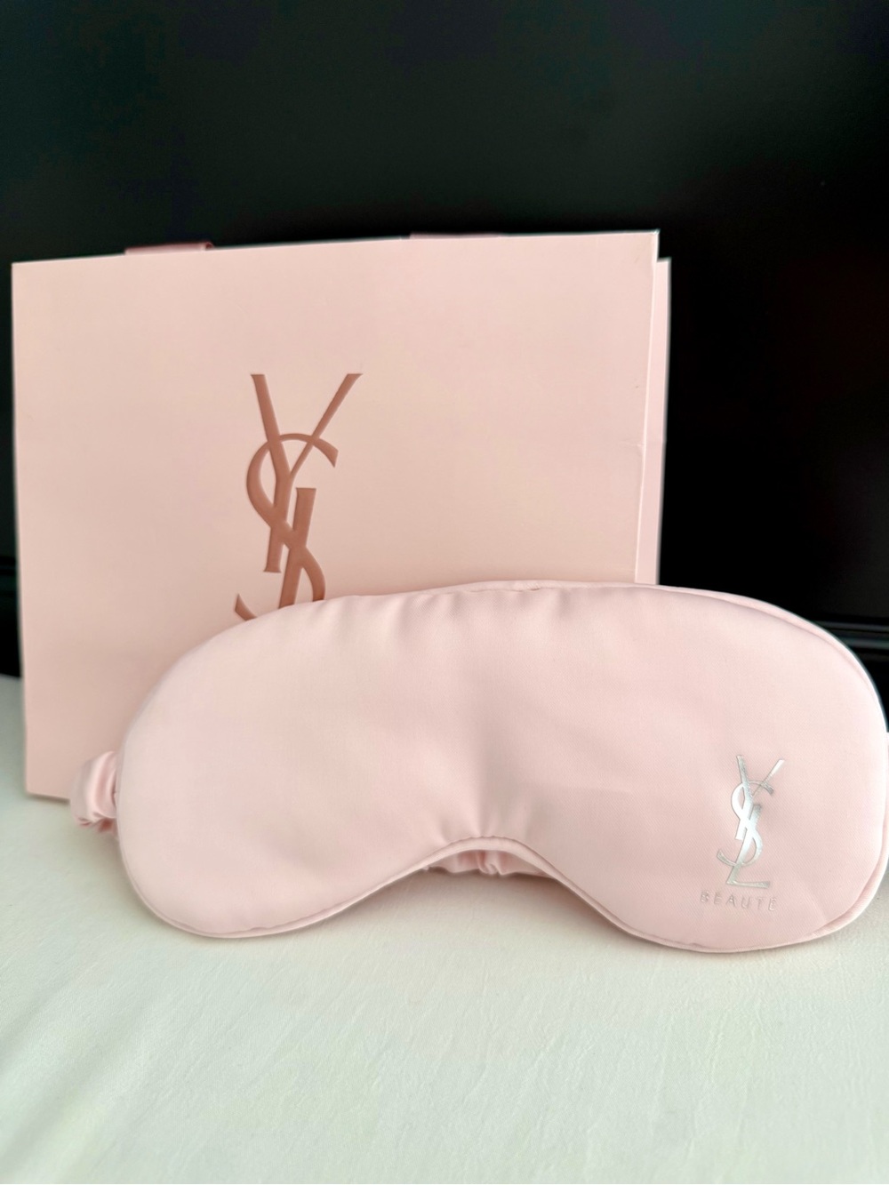 Yves Saint Laurent Pink Satin Sleep Mask with Original Bag